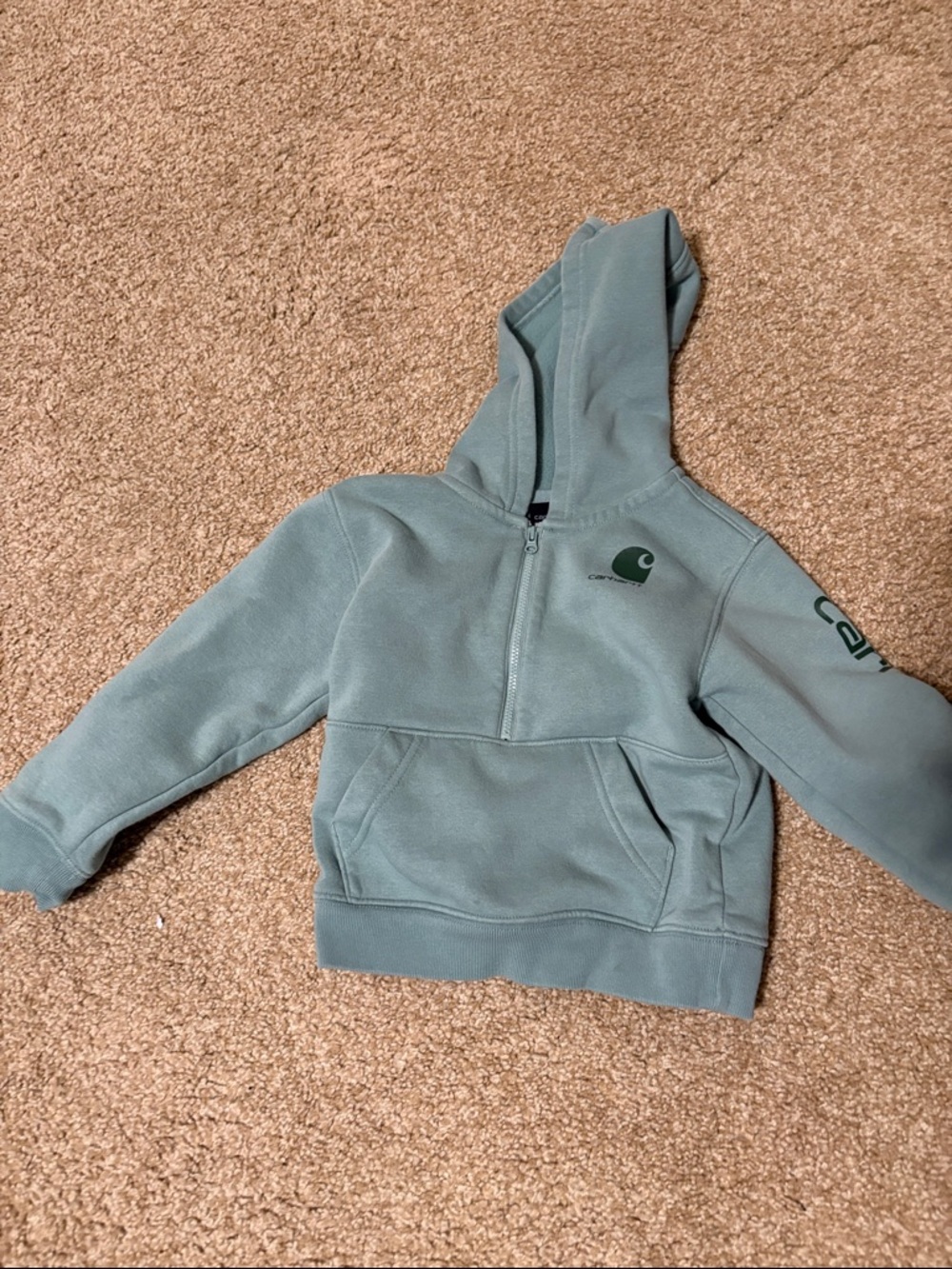 Carhartt Kids Sage Green Hooded Half-Zip Pullover
